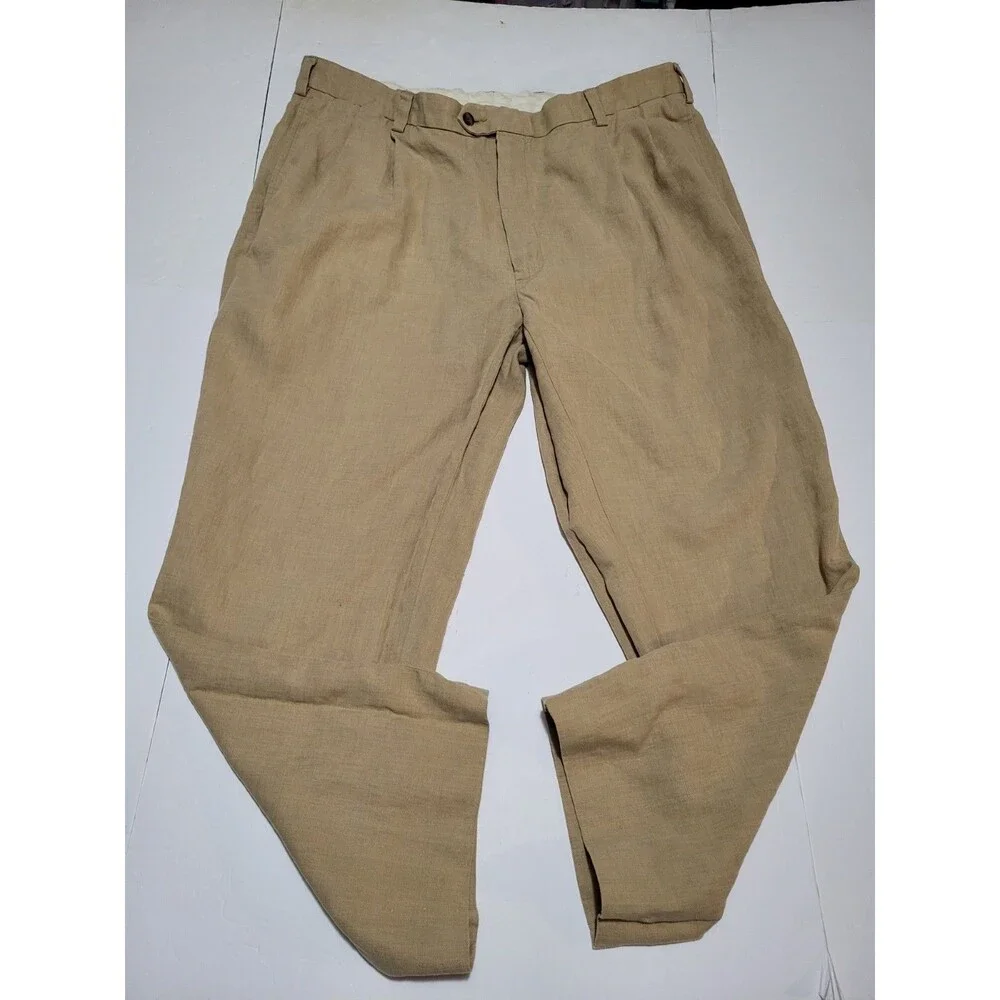 Jos. A Banks Traveler's Collection 100% Linen Brown Pants Size Men's 40x30
